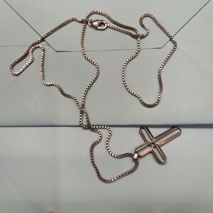 Tiffany & Co. Paloma Picasso Stainless Steel Zellige Cross 20" Necklace.